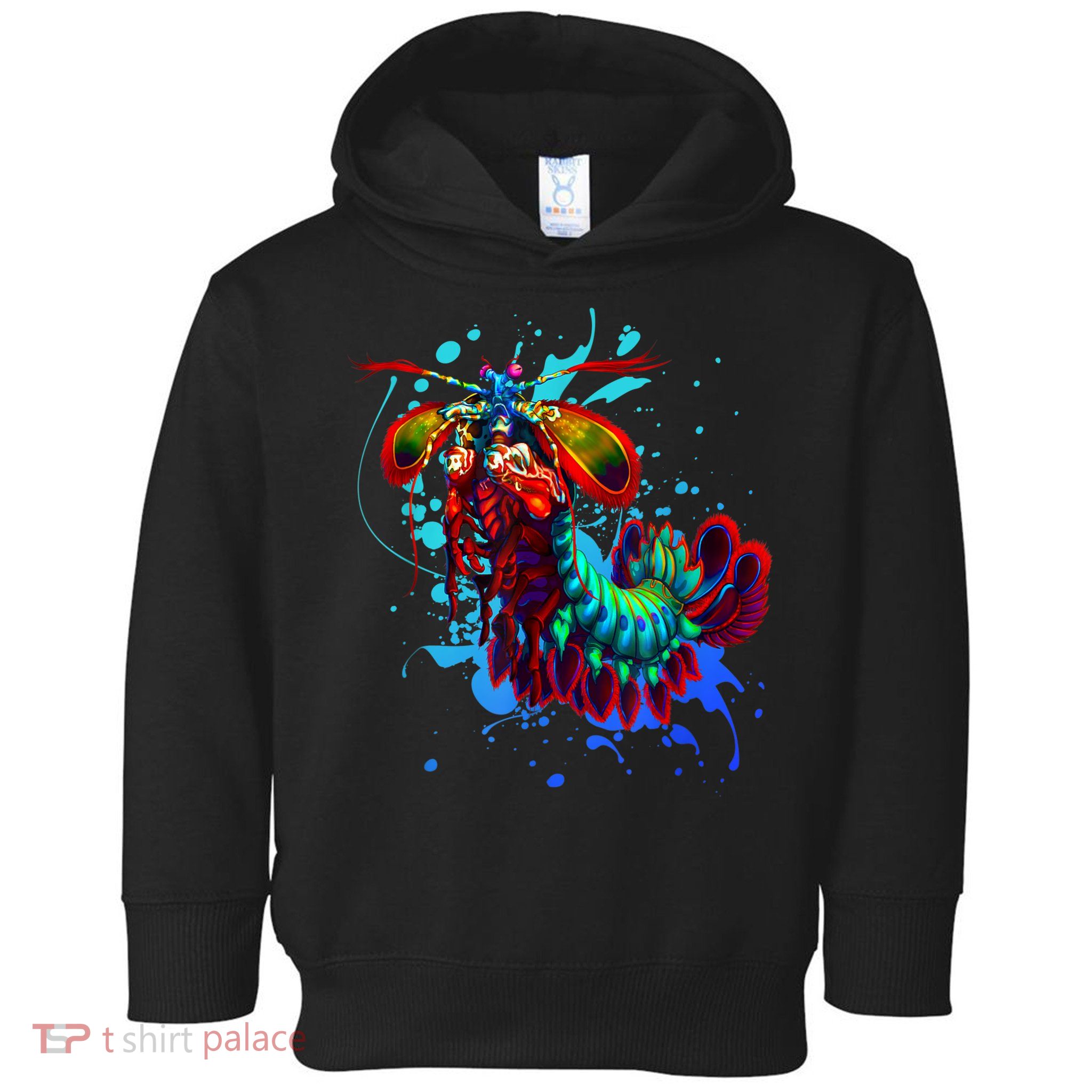 Rainbow Peacock Mantis Shrimp Blue Splash Toddler Hoodie