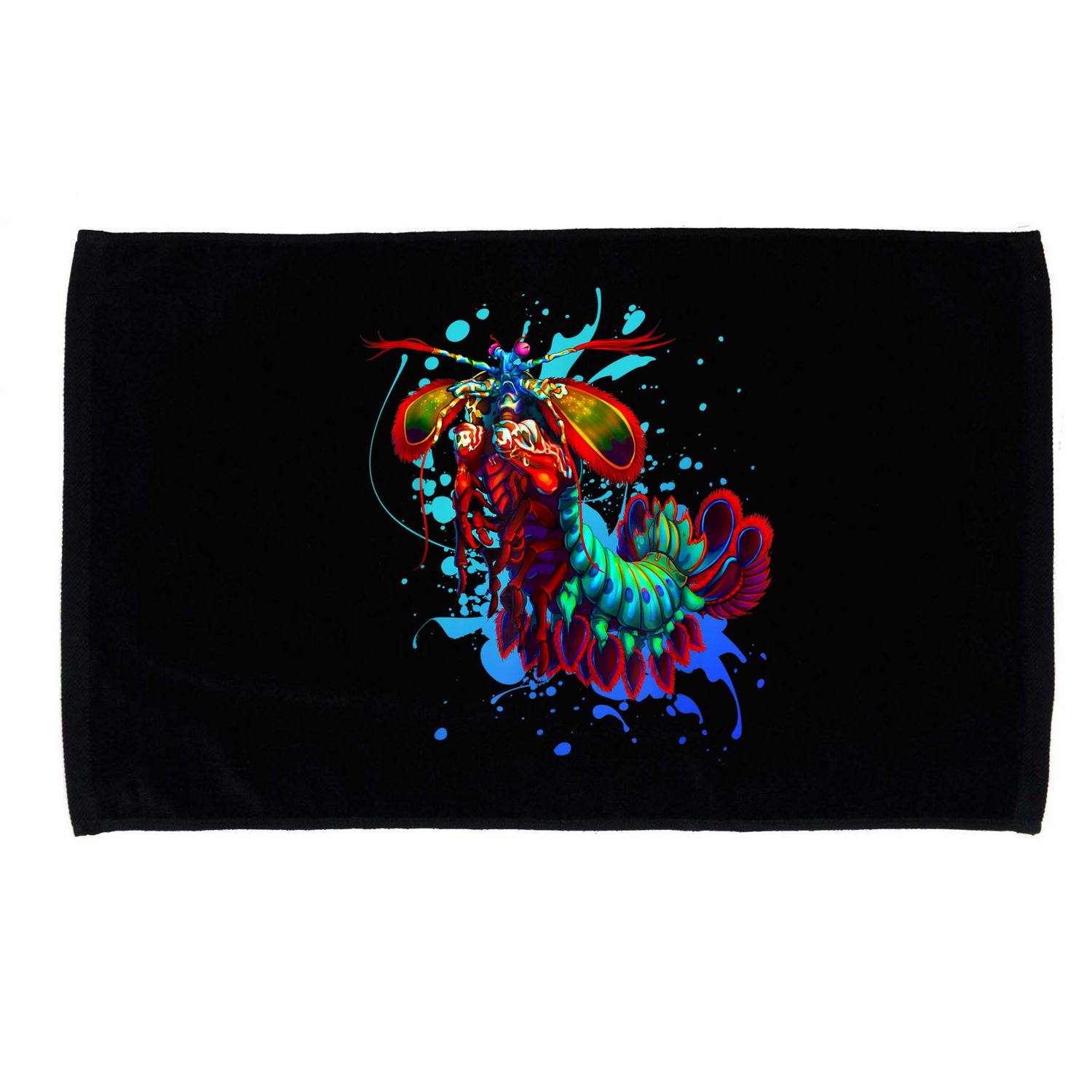 Rainbow Peacock Mantis Shrimp Blue Splash Microfiber Hand Towel