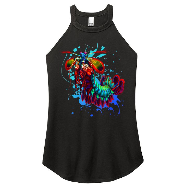 Rainbow Peacock Mantis Shrimp Blue Splash Women's Perfect Tri Rocker Tank