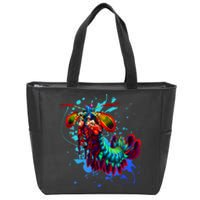 Rainbow Peacock Mantis Shrimp Blue Splash Zip Tote Bag