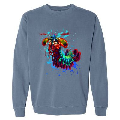 Rainbow Peacock Mantis Shrimp Blue Splash Garment-Dyed Sweatshirt