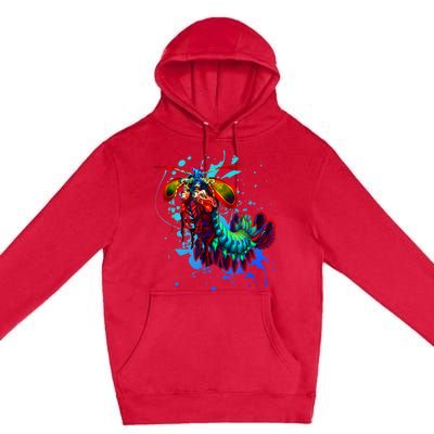 Rainbow Peacock Mantis Shrimp Blue Splash Premium Pullover Hoodie