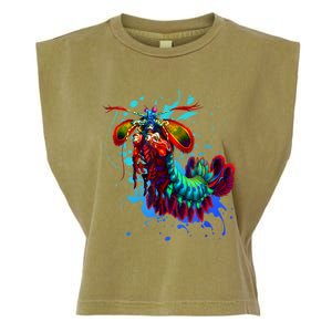 Rainbow Peacock Mantis Shrimp Blue Splash Garment-Dyed Women's Muscle Tee