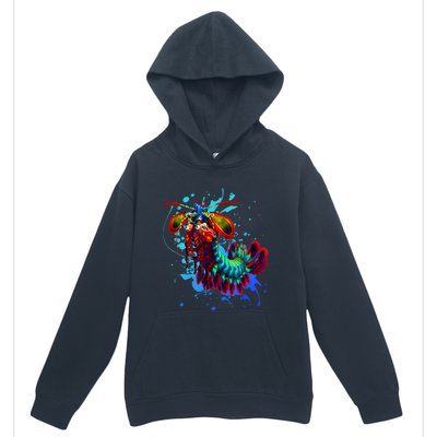 Rainbow Peacock Mantis Shrimp Blue Splash Urban Pullover Hoodie