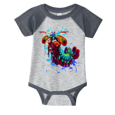 Rainbow Peacock Mantis Shrimp Blue Splash Infant Baby Jersey Bodysuit