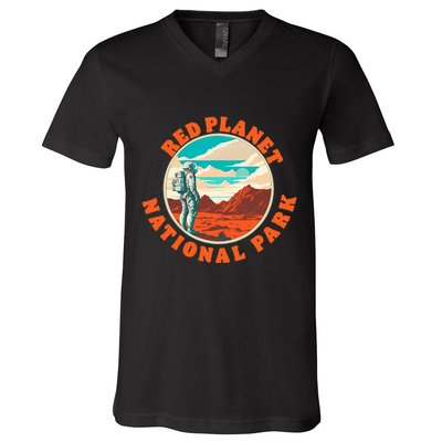 Red Planet Mars National Park Explore Mars Vintage V-Neck T-Shirt