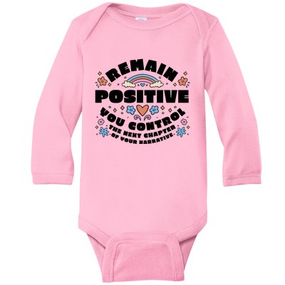 Remain Positive Motivation Quote Baby Long Sleeve Bodysuit