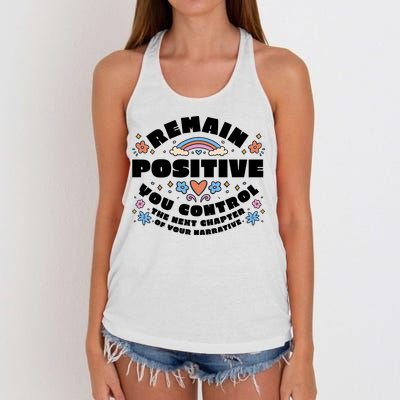 Remain Positive Motivation Quote Women's Knotted Racerback Tank