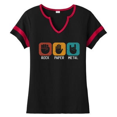 Rock Paper Metal Heavy Metal Music Ladies Halftime Notch Neck Tee