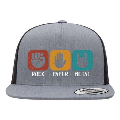 Rock Paper Metal Heavy Metal Music Flat Bill Trucker Hat