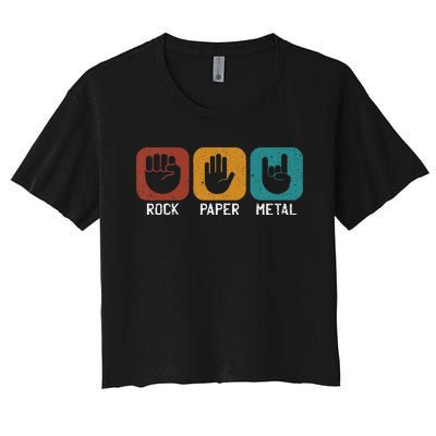 Rock Paper Metal Heavy Metal Music Women's Crop Top Tee