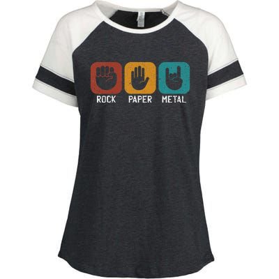 Rock Paper Metal Heavy Metal Music Enza Ladies Jersey Colorblock Tee