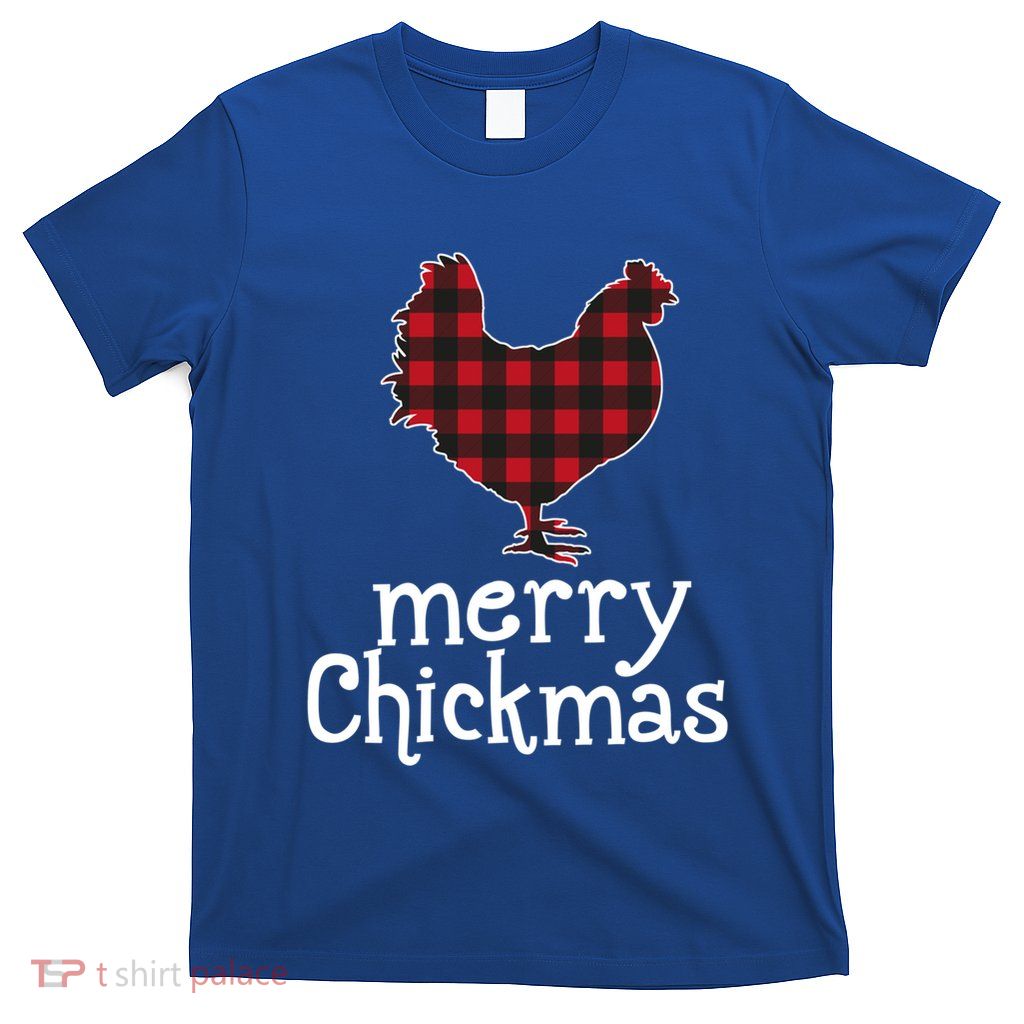 Red Plaid Merry Chickmas Gift Funny Christmas Chicken Lover Gift T-Shirt