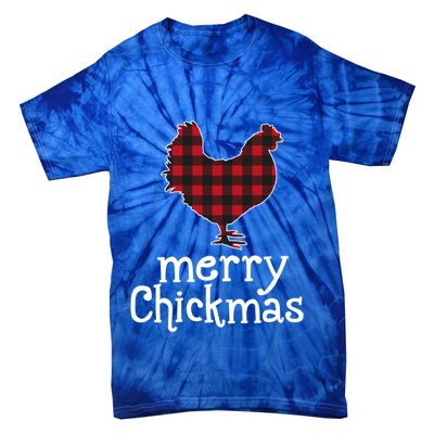 Red Plaid Merry Chickmas Gift Funny Christmas Chicken Lover Gift Tie-Dye T-Shirt