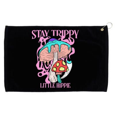 Retro Psychedelic Mushroom Stay Trippy Little Hippie Gift Grommeted Golf Towel