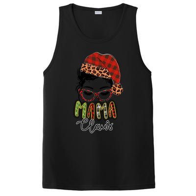 Red Plaid Mama Claus Messy Bun Family Christmas Matching Pjs Gift PosiCharge Competitor Tank