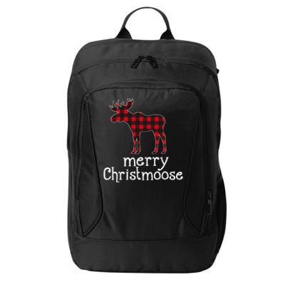 Red Plaid Merry Christmoose Christmas Moose Lovers City Backpack