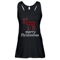 Red Plaid Merry Christmoose Christmas Moose Lovers Ladies Essential Flowy Tank