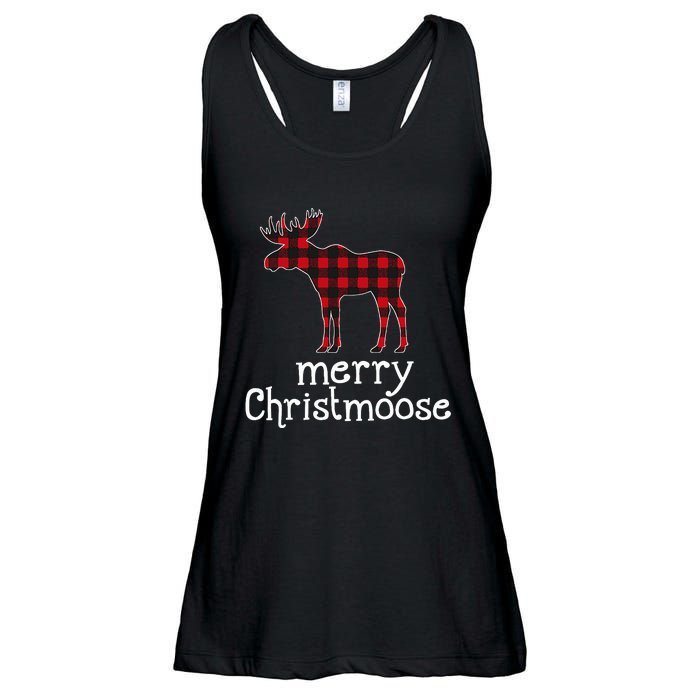 Red Plaid Merry Christmoose Christmas Moose Lovers Ladies Essential Flowy Tank