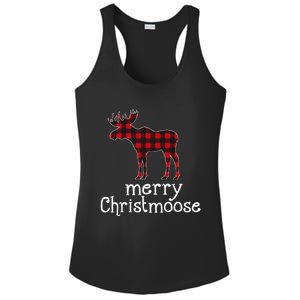 Red Plaid Merry Christmoose Christmas Moose Lovers Ladies PosiCharge Competitor Racerback Tank