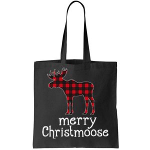 Red Plaid Merry Christmoose Christmas Moose Lovers Tote Bag