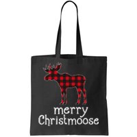 Red Plaid Merry Christmoose Christmas Moose Lovers Tote Bag