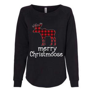 Red Plaid Merry Christmoose Christmas Moose Lovers Womens California Wash Sweatshirt