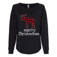 Red Plaid Merry Christmoose Christmas Moose Lovers Womens California Wash Sweatshirt