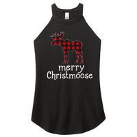 Red Plaid Merry Christmoose Christmas Moose Lovers Women's Perfect Tri Rocker Tank