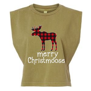 Red Plaid Merry Christmoose Christmas Moose Lovers Garment-Dyed Women's Muscle Tee