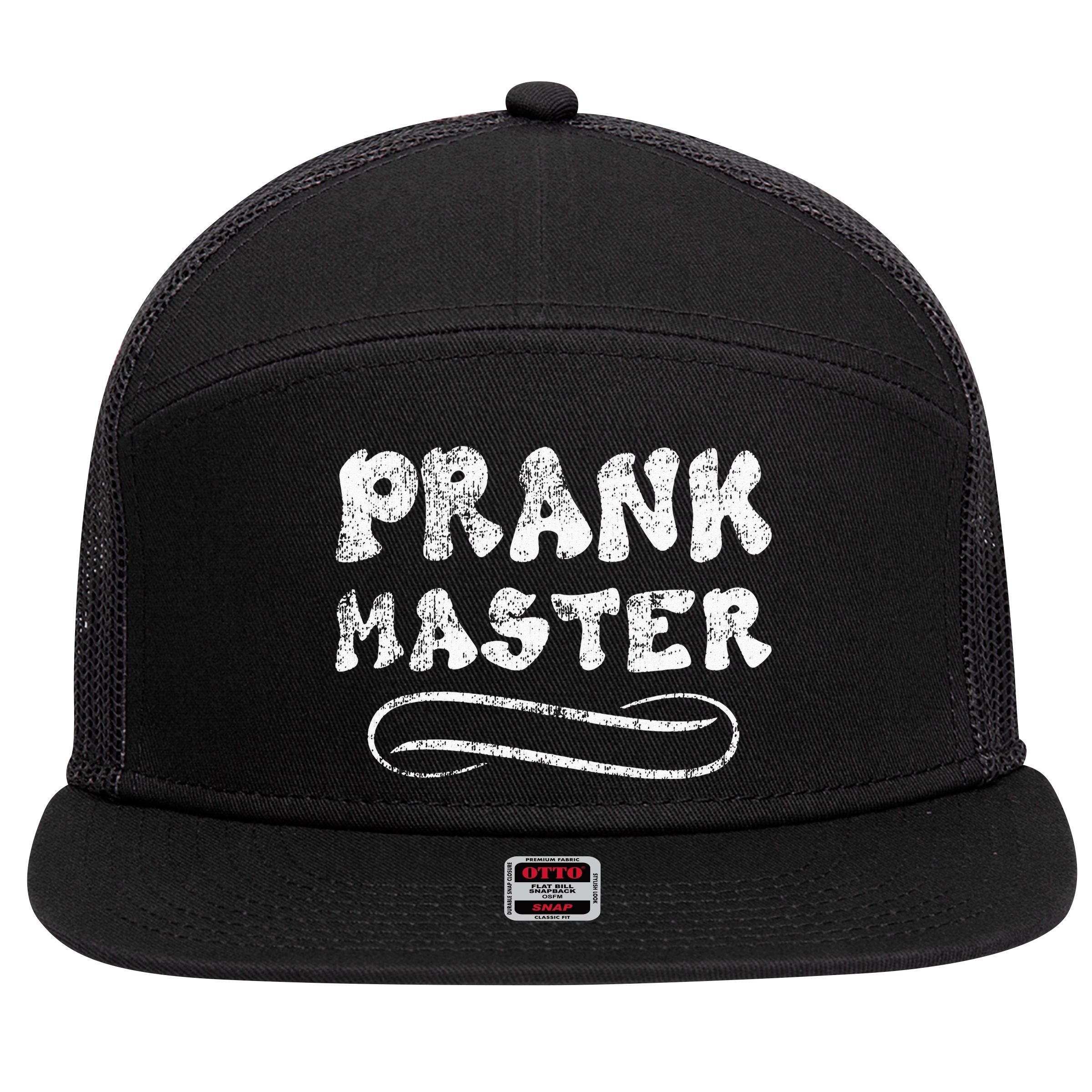 Retro Prank Master April Fool's Day Joke Graphic Art 7 Panel Mesh Trucker Snapback Hat