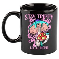 Retro Psychedelic Mushroom Stay Trippy Little Hippie Gift 11oz C Handle Ceramic Mug