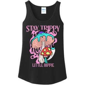 Retro Psychedelic Mushroom Stay Trippy Little Hippie Gift Ladies Essential Tank