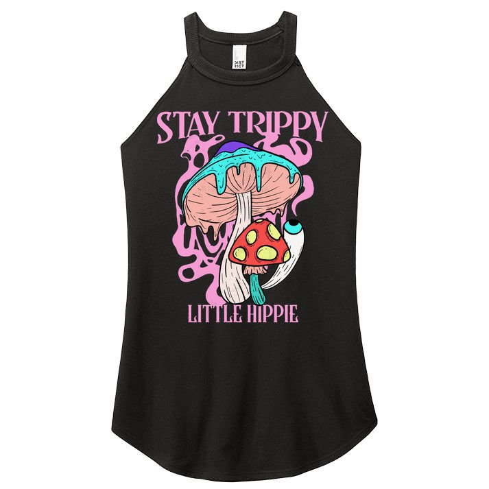 Retro Psychedelic Mushroom Stay Trippy Little Hippie Gift Women's Perfect Tri Rocker Tank