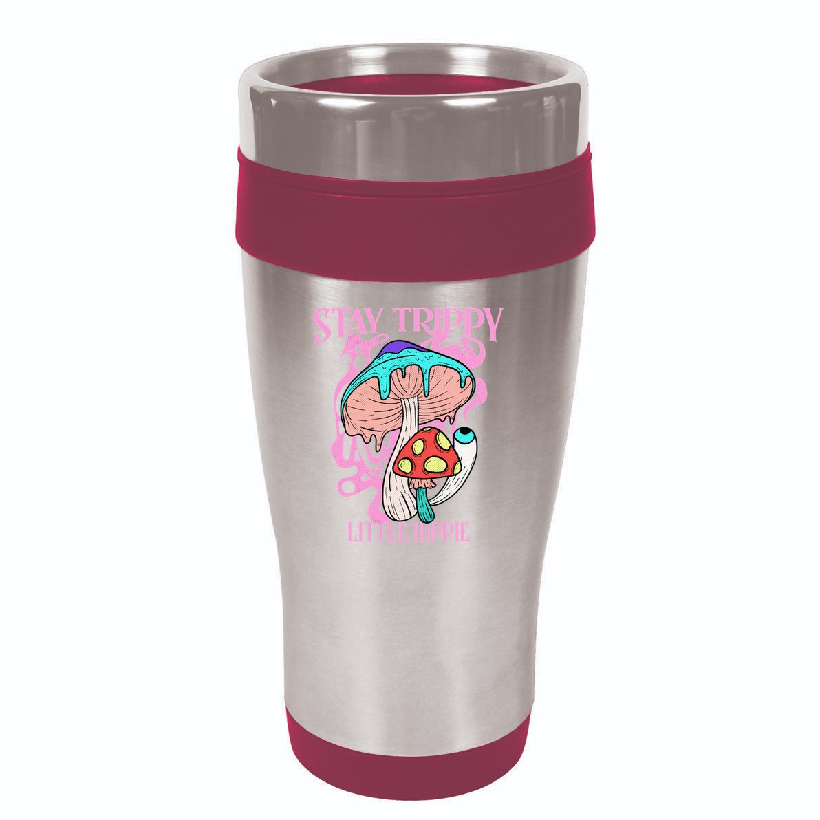 Retro Psychedelic Mushroom Stay Trippy Little Hippie Gift 16oz Travel Tumbler