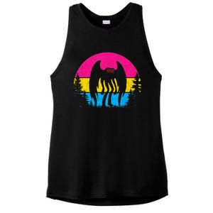 Retro Pan Mothman Pansexual Pride Point Pleasant Cryptid Ladies PosiCharge Tri-Blend Wicking Tank