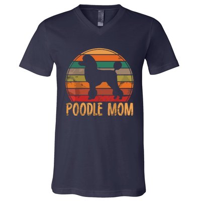 Retro Poodle Mom Gift Dog Mother Pet Poodle Mama V-Neck T-Shirt