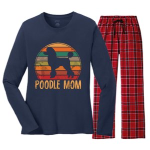 Retro Poodle Mom Gift Dog Mother Pet Poodle Mama Women's Long Sleeve Flannel Pajama Set 