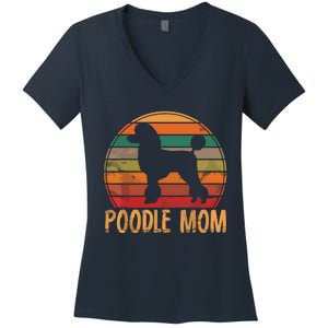 Retro Poodle Mom Gift Dog Mother Pet Poodle Mama Women's V-Neck T-Shirt