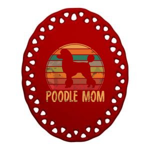 Retro Poodle Mom Gift Dog Mother Pet Poodle Mama Ceramic Oval Ornament