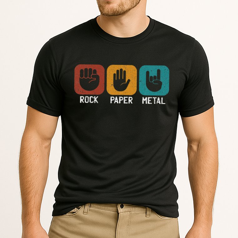 Rock Paper Metal Heavy Metal Music Cooling Performance Crew T-Shirt