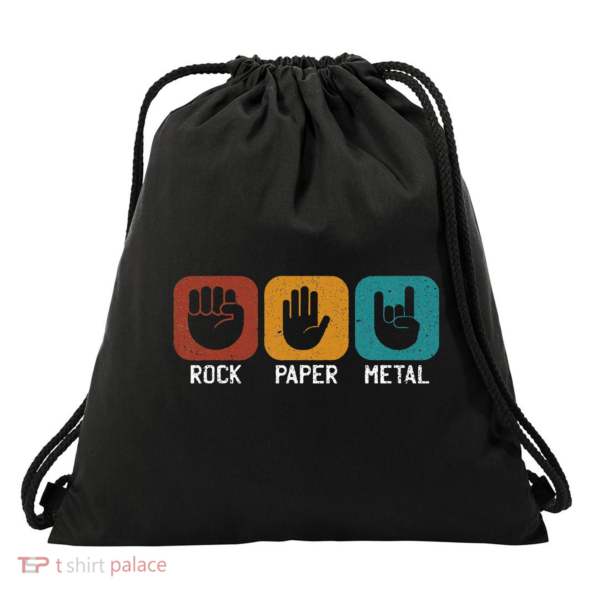 Rock Paper Metal Heavy Metal Music Drawstring Bag