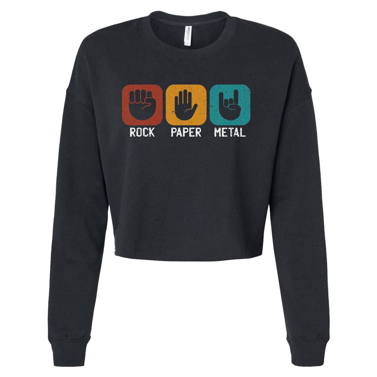 Rock Paper Metal Heavy Metal Music Cropped Pullover Crew