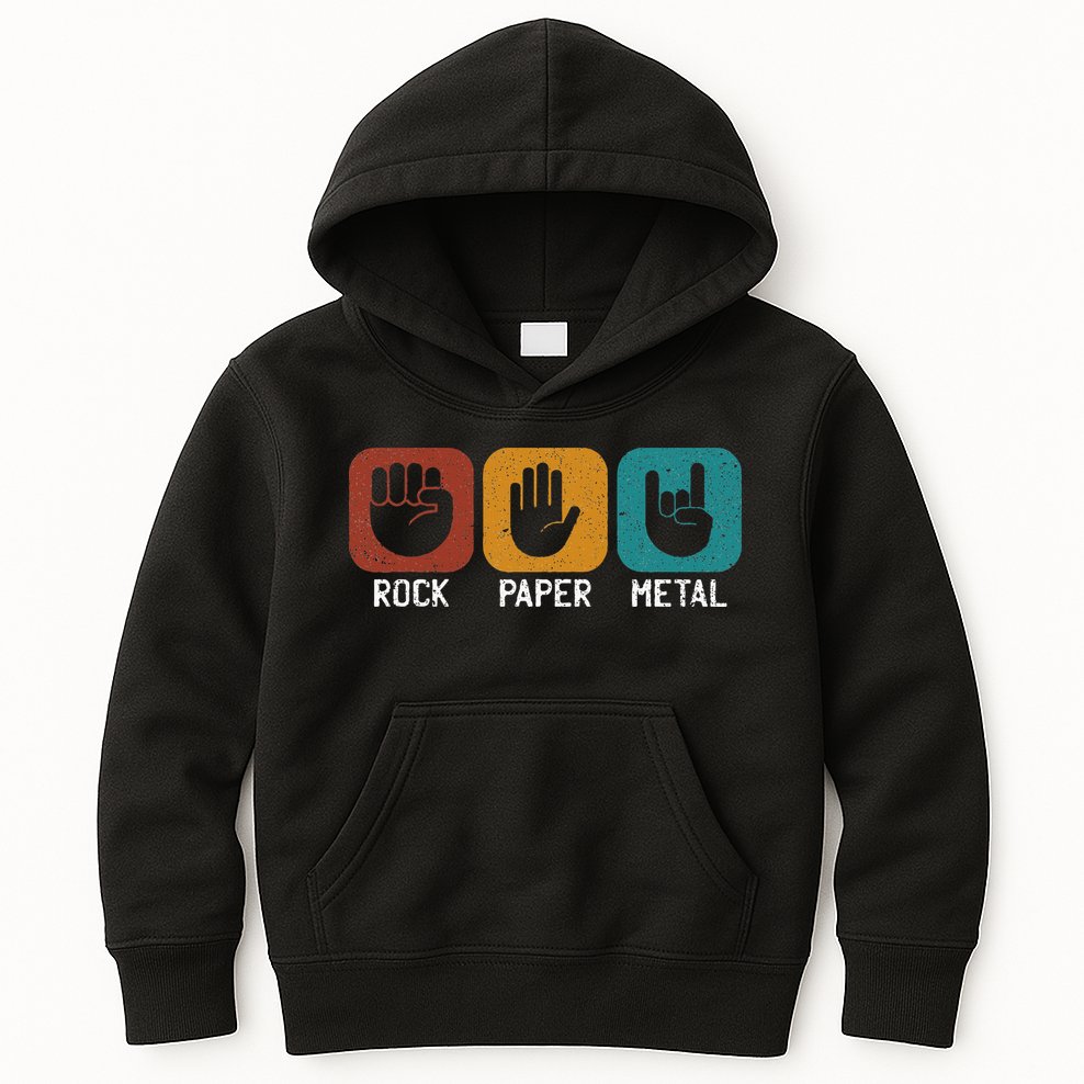 Rock Paper Metal Heavy Metal Music Kids Hoodie