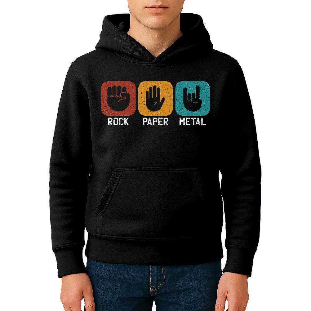 Rock Paper Metal Heavy Metal Music Kids Hoodie