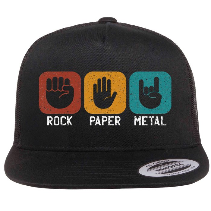 Rock Paper Metal Heavy Metal Music Flat Bill Trucker Hat