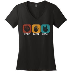 Rock Paper Metal Heavy Metal Music Women's V-Neck T-Shirt