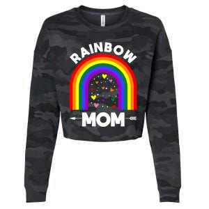 Rainbow Proud Mom Colorful Heart Lgbtq Cool Gift Cropped Pullover Crew