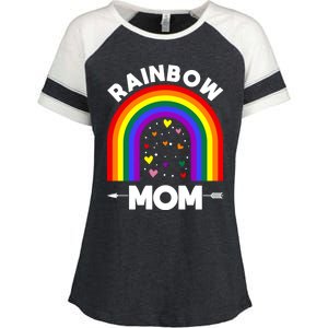 Rainbow Proud Mom Colorful Heart Lgbtq Cool Gift Enza Ladies Jersey Colorblock Tee