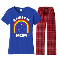 Rainbow Proud Mom Colorful Heart Lgbtq Cool Gift Women's Flannel Pajama Set